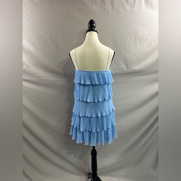 Boho Ruffle Tiered Mini Dress Blue - Picture 9 of 9